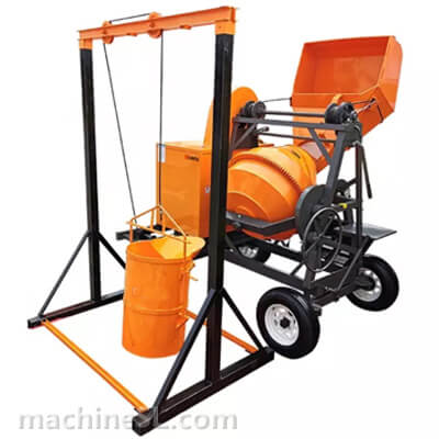 concrete mixer with hoist