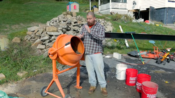Equipment needed to mix concrete in a mixer